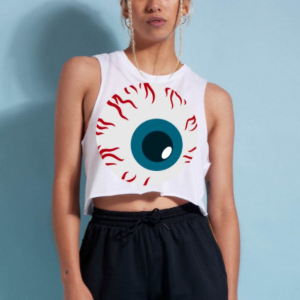 EYEBALL crop top muscle tank tshirt white oversize